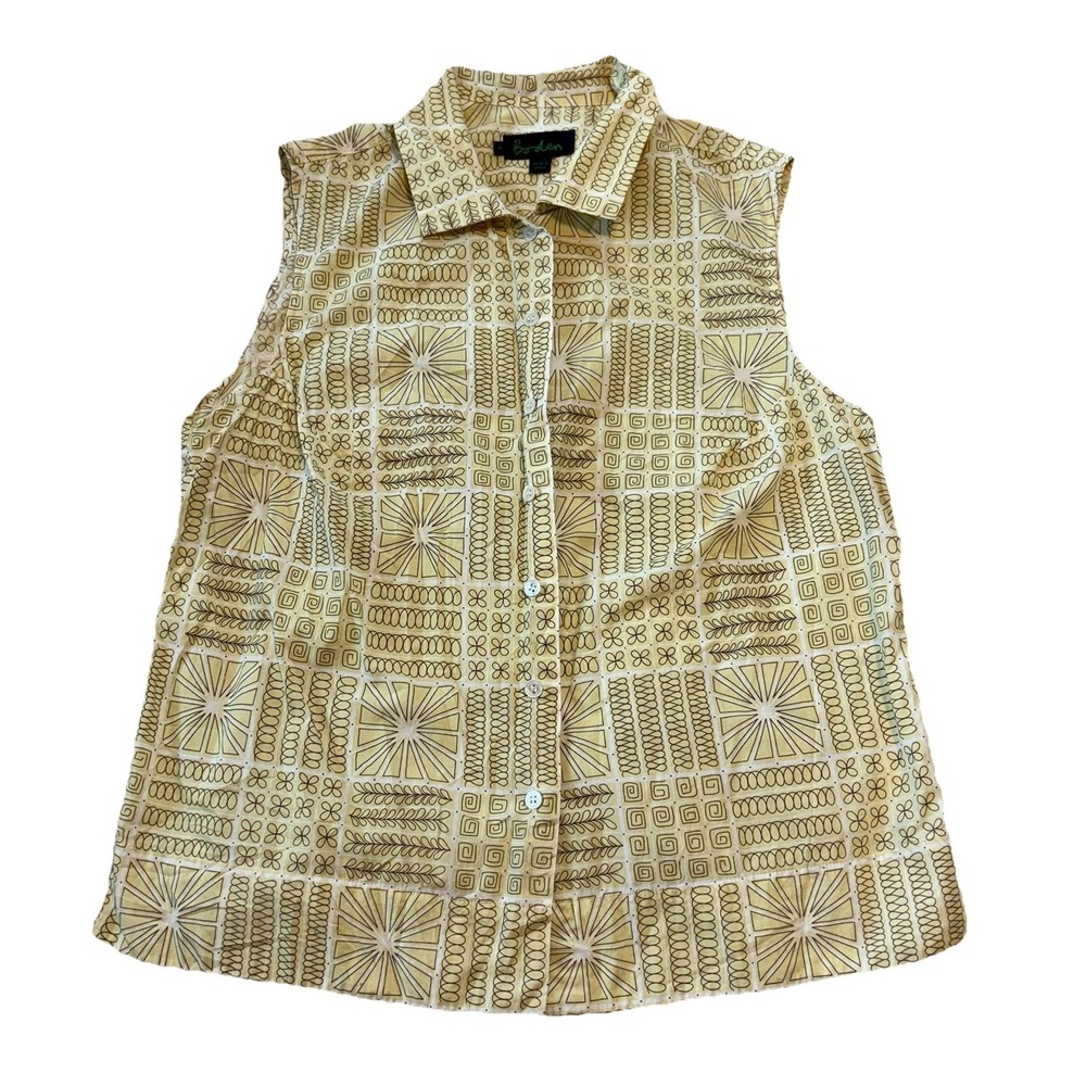 Boden Top Yellow Sleeveless Blouse Shirt Womens US 18 Coastal Nautical Preppy